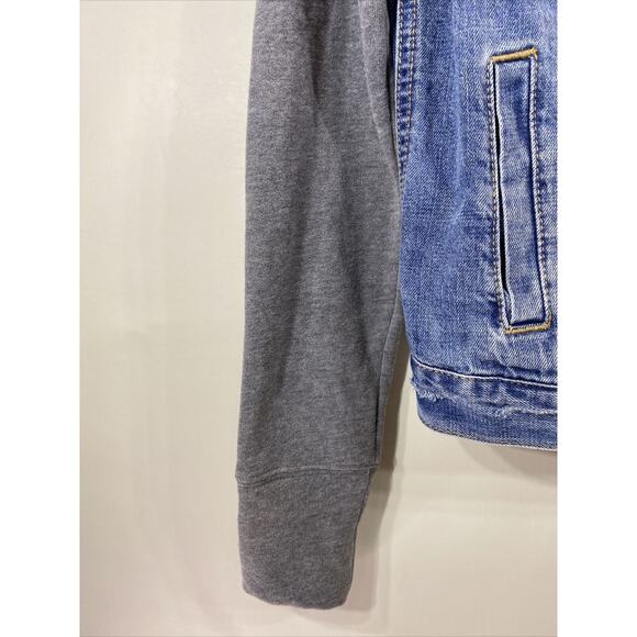 Abercrombie & Fitch Distressed Vintage Denim Jacket Hoodie Size Boy's Small 34" - Picture 5 of 12